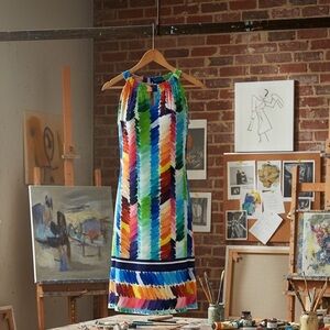 Isle by Melis Kozan Multicolor Sleeveless Midi Dress (M)